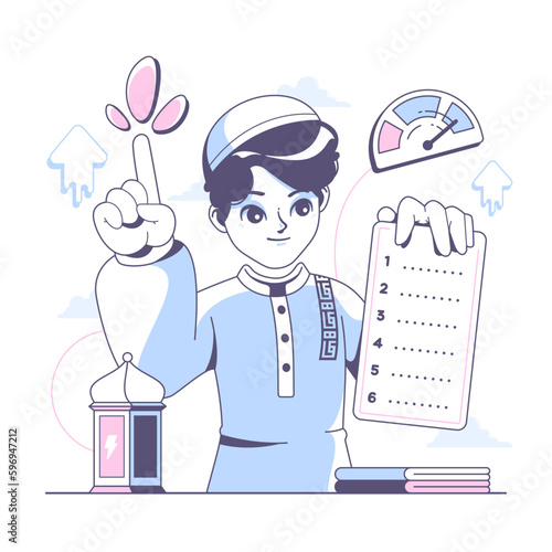 rukun iman concept or Muslims six main beliefs illustration