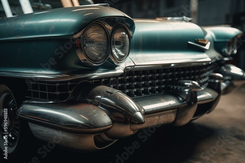 Customized vintage Cadillac ready to roll. Generative AI