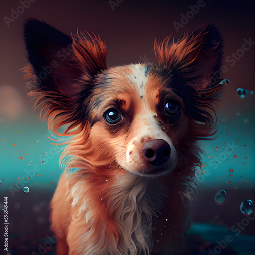 Funny dog with water drops on his nose. Pet portrait. © Waqar