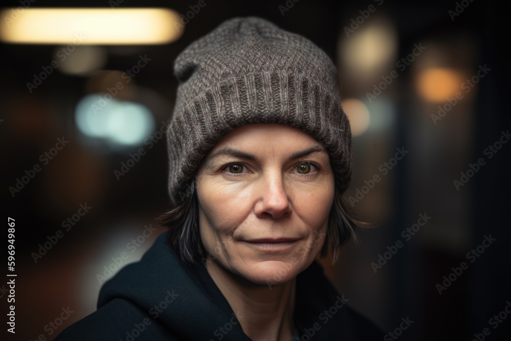 Portrait of a beautiful middle-aged woman in a hat. Portrait of a beautiful middle-aged woman in a hat.