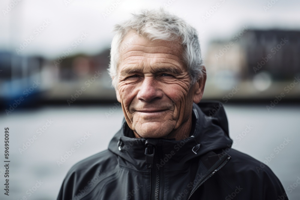 Group portrait photography of a pleased man in his 60s wearing a comfortable tracksuit against a speedboat or water sports background. Generative AI Group portrait photography of a pleased man in his 60s wearing a comfortable tracksuit against a speedboat or water sports background. Generative AI