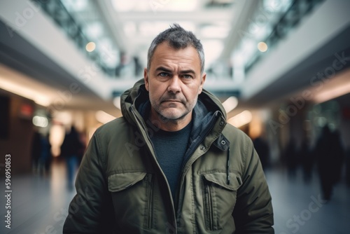 Portrait of a middle-aged man in the shopping center.