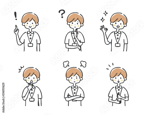 女性看護師の表情セット