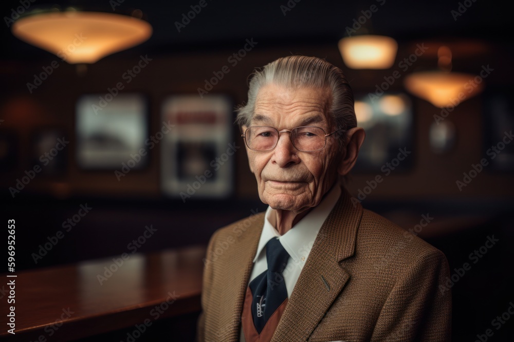 Portrait of a senior man in a cafe at the bar. Portrait of a senior man in a cafe at the bar.