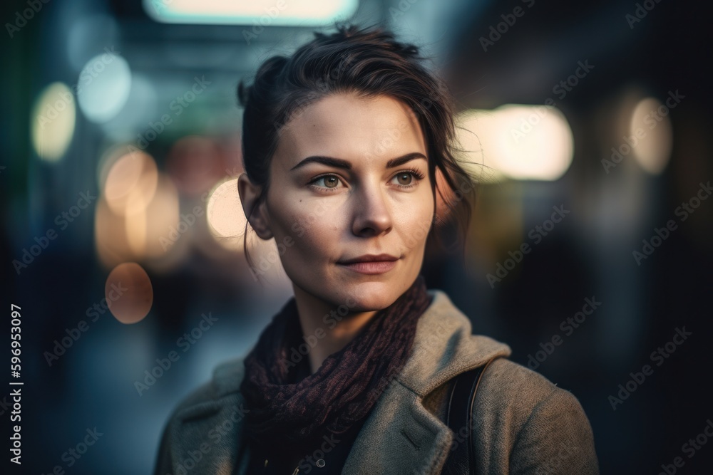 Portrait of a beautiful young woman in the city at night. Portrait of a beautiful young woman in the city at night.