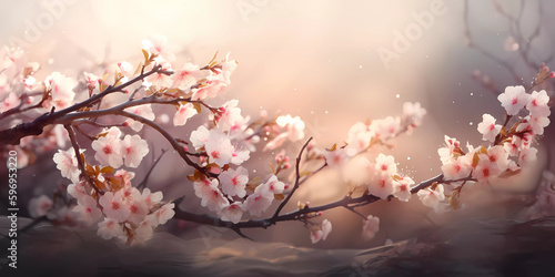 Print op canvas Cherry blossom sakura background