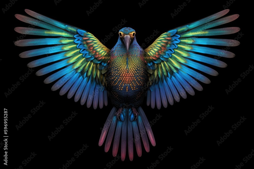 Obraz premium vibrant bird with wings spread wide. Generative AI