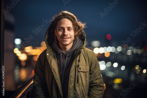 Portrait of a handsome young man in the city at night. © Robert MEYNER