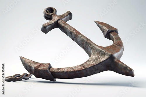 A weathered anchor made of iron with a PNG file format, separated from background by white space. Generative AI