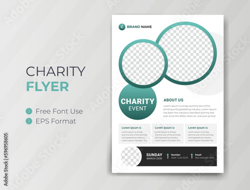 Event Charity Flyer design and Fundraising banner volunteer Donation Advertising poster template