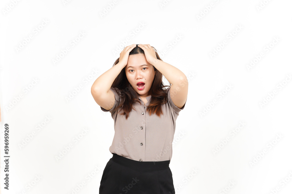 Suffering Headache Of Beautiful Asian Woman Isolated On White Background Suffering Headache Of Beautiful Asian Woman Isolated On White Background