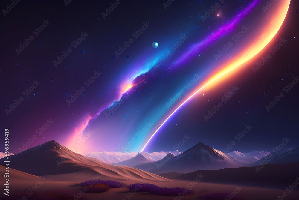 Desert and Space Artwork: A Beautifully Rendered Image