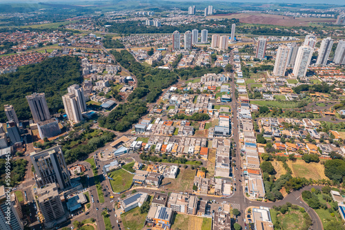 Ribeirão Preto, Sao Paulo/Brazil - Circa April 2023: Ribeirao Preto, botanical garden, avenue carlos eduardo de gasperi consoni, aerial view photo