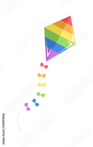 Rainbow kite vector illustration. Pride month flag symbol graphic element.
