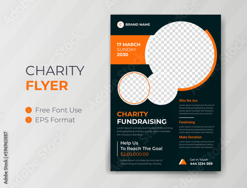 Charity Flyer design and Event Fundraising banner Donation poster template