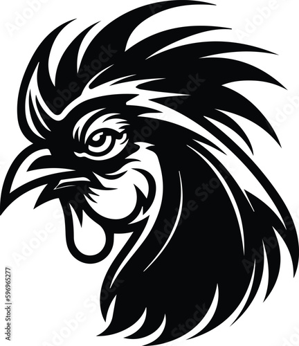 Rooster Logo Monochrome Design Style 