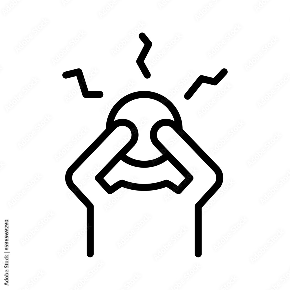 Icono de persona irritada. Concepto de depresión y ansiedad. Persona enojada, expresión emocional. Ilustración vectorial Icono de persona irritada. Concepto de depresión y ansiedad. Persona enojada, expresión emocional. Ilustración vectorial
