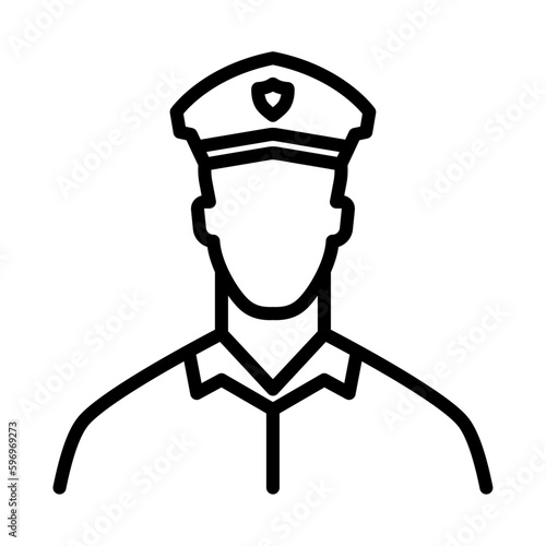 Icono de policía. Concepto de ley. Autoridad, seguridad pública, protección. Ilustración vectorial