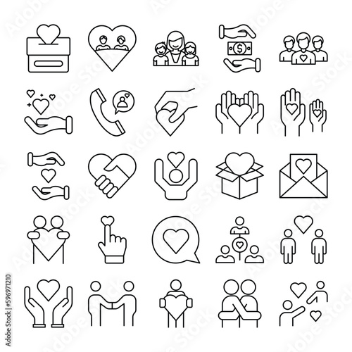 kindness icon set. outline icon