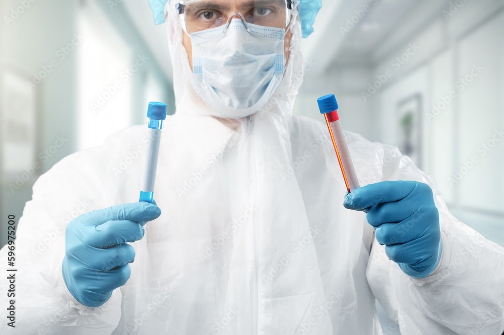 Portrait of a medical researcher hold the test tube Portrait of a medical researcher hold the test tube