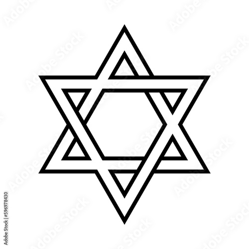 Star of David icon. Judaism sign. Six pointed star. Vector isolated on white background.