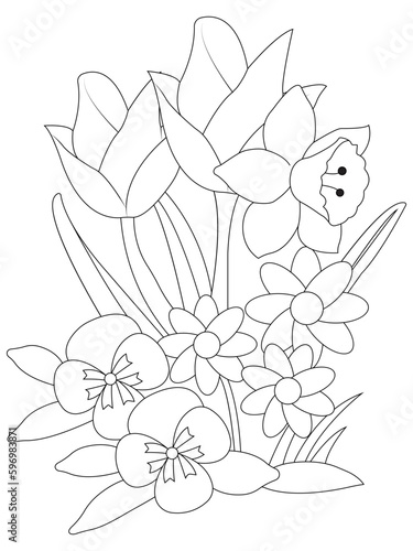 Hand-drawn flower patterns for coloring pages