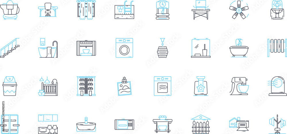 Home retailer linear icons set. Furniture, Decor, Appliances, Lighting, Linens, Kitchenware, Garden line vector and concept signs. Bedding,Curtains,Cushions outline illustrations Generative AI Home retailer linear icons set. Furniture, Decor, Appliances, Lighting, Linens, Kitchenware, Garden line vector and concept signs. Bedding,Curtains,Cushions outline illustrations Generative AI