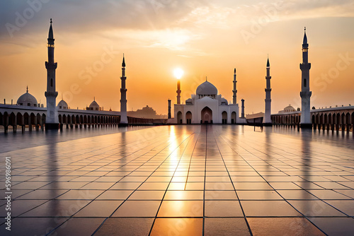 blue mosque at sunset