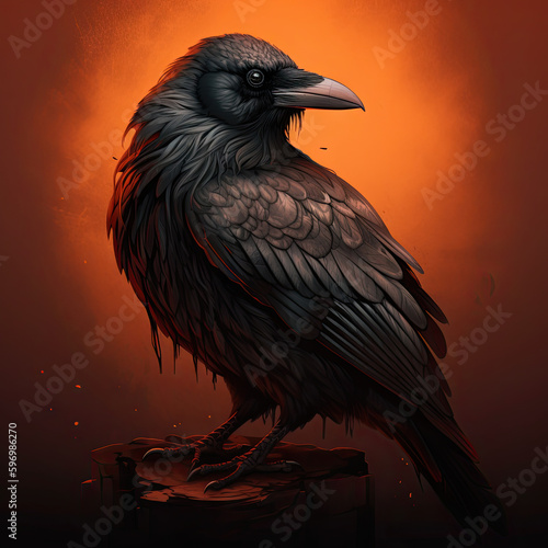 Crow Raven created with Generative AI technology photo