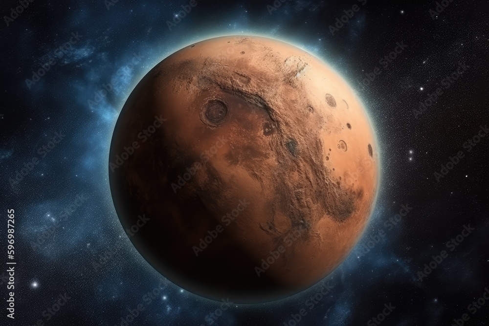 Fototapeta premium surreal planet with vibrant colors floating in space. Generative AI