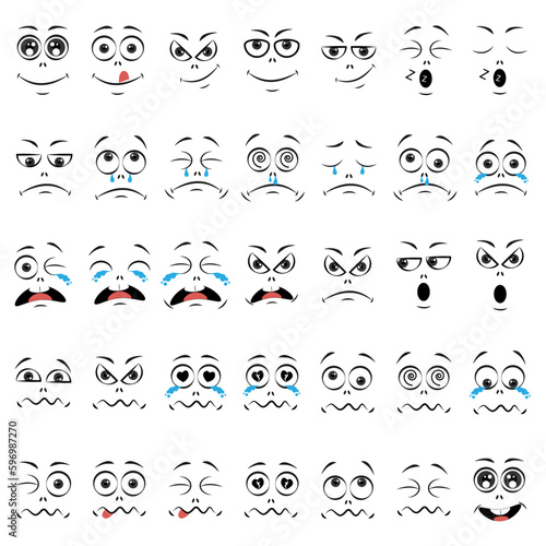  cartoon faces expressions vector set