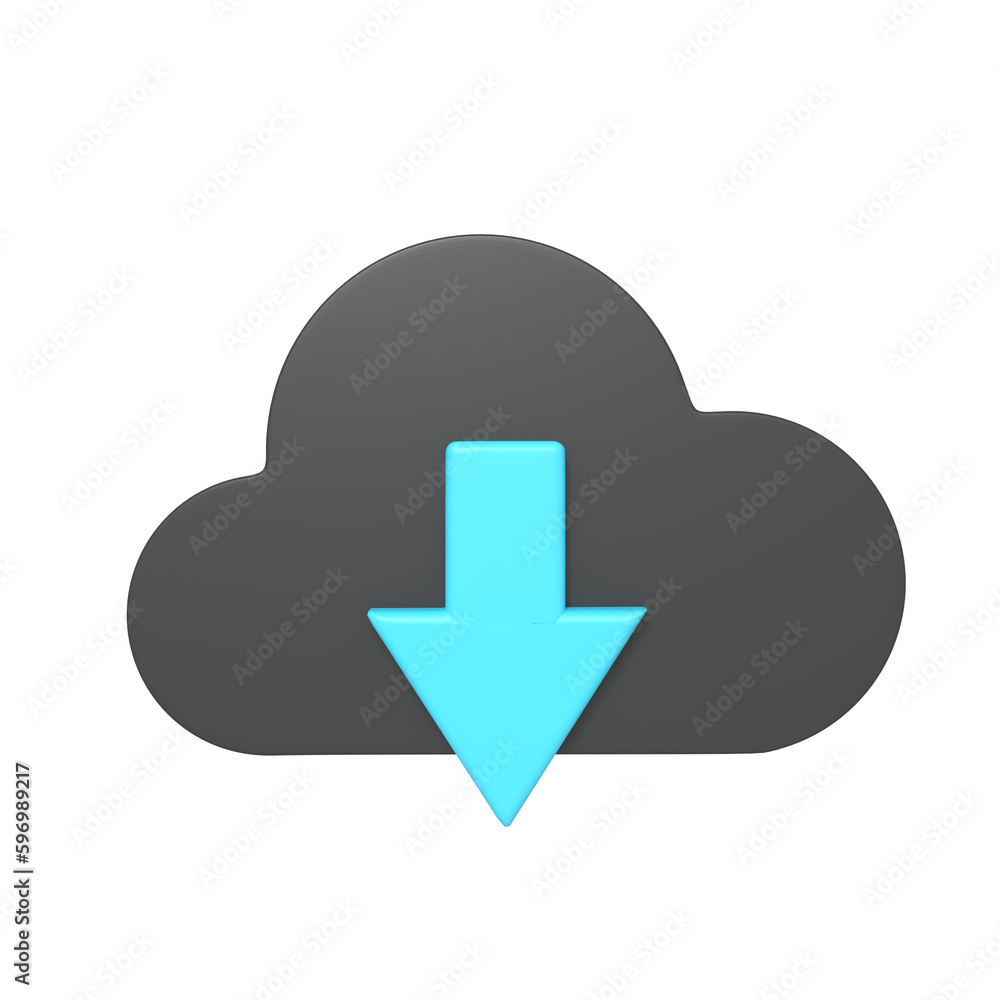3d icon of download data with arrow down and cloud 3d icon of download data with arrow down and cloud