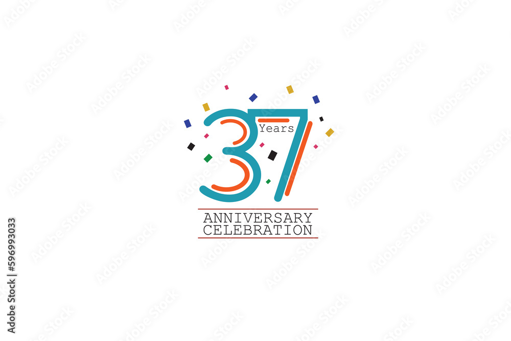 37th, 37 years, 37 year anniversary 2 colors blue and orange on white background abstract style logotype, vector design for celebration vector 37th, 37 years, 37 year anniversary 2 colors blue and orange on white background abstract style logotype, vector design for celebration vector