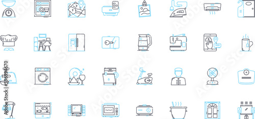 Business entertainment linear icons set. Nerking, Branding, Advertising, Promotions, Conferences, Events, Seminars line vector and concept signs. Trade shows,Publicity,Seminars outline Generative AI