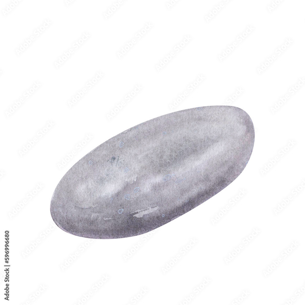 Grey zen stone sea pebbles isolated on white background. Watercolor hand drawn spa composition illustration for design Grey zen stone sea pebbles isolated on white background. Watercolor hand drawn spa composition illustration for design
