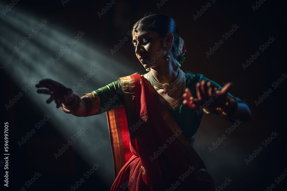 A Beautiful Kathak Dancer Cinematic Light Generative Ai Stock