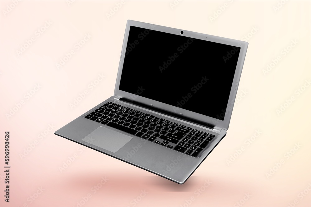 Modern laptop computer on color background Modern laptop computer on color background