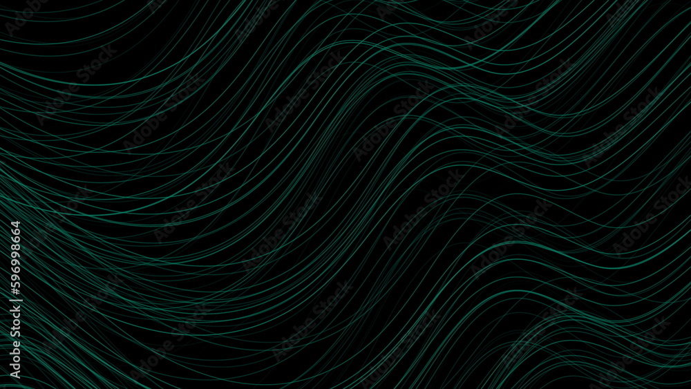 Fototapeta premium Green minimal wavy lines abstract futuristic tech background