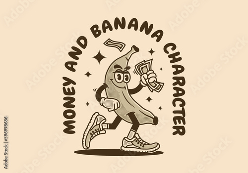 The mascot character of walking banana