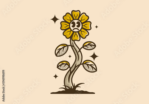 Mascot character design of sun flower plant