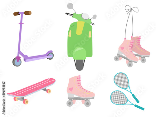 set of vector flat  illustration sports equipment