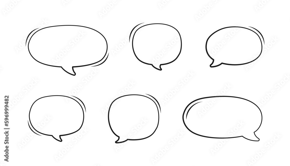 Comic speech bubble outline set. Retro empty comic bubble. Vector illustration doodle. Comic speech bubble outline set. Retro empty comic bubble. Vector illustration doodle.