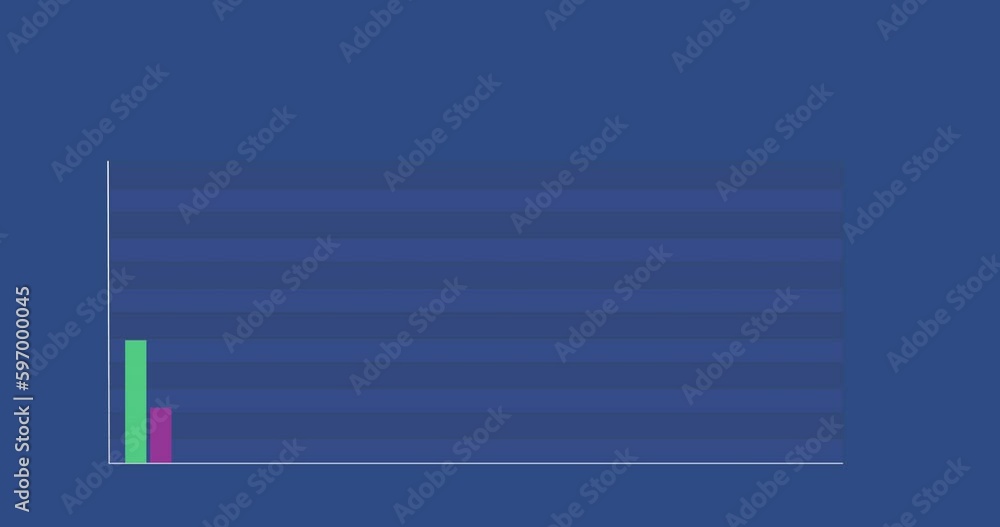 Animation of statistics and data processing over blue background Animation of statistics and data processing over blue background