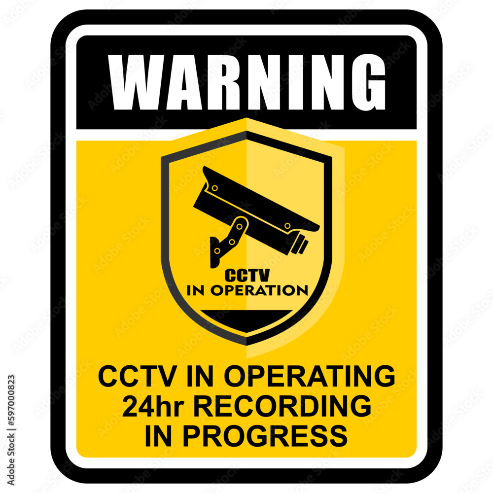 Warning, cctv in operating 24 hour recording in progress, sticker vector Warning, cctv in operating 24 hour recording in progress, sticker vector