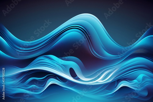 Abstract Blue Liquid Wave Background. AI