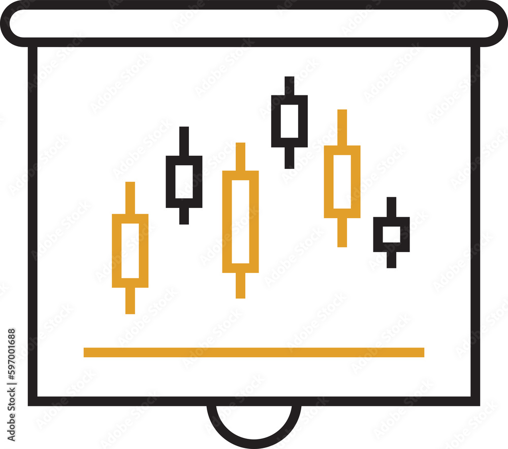 data chart on slide board icon data chart on slide board icon
