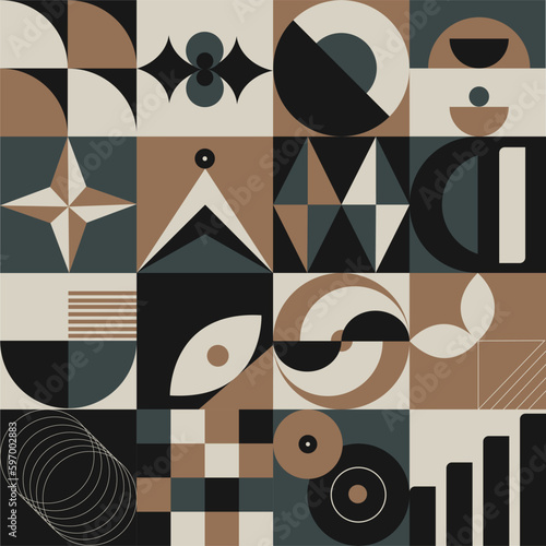 Abstract geometric pattern design in retro style. Vector illustration.