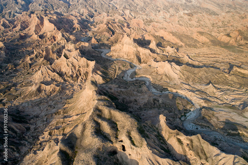 Aerial View of Badlands in Mond Mountain, Bushehr, Iran