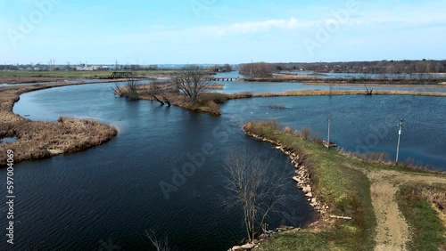 Wallpaper Mural Slow west facing track over various bends and inlets on the river. Torontodigital.ca