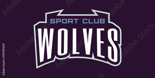 Bold sports font for wolf mascot logo. Text style lettering for esport, wolf mascot logo, sport team, college club. Font on ribbon. Vector illustration isolated on background